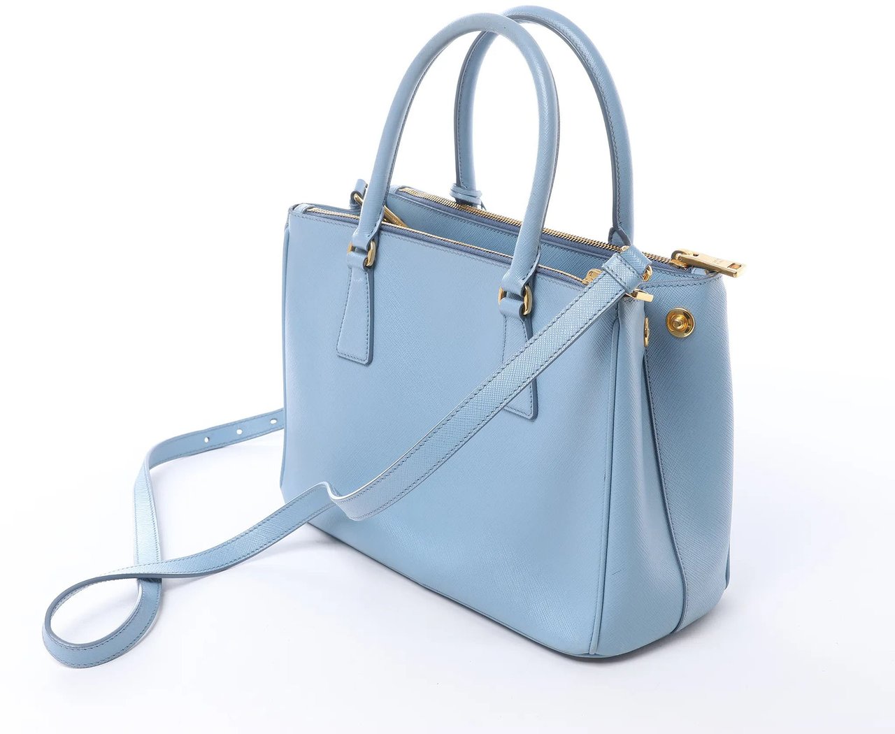 Prada Galleria Saffiano Lux Leather 2Way Handbag in Blue Blauw