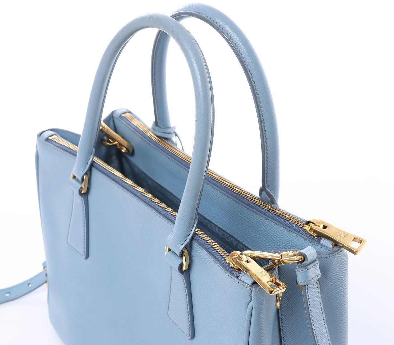 Prada Galleria Saffiano Lux Leather 2Way Handbag in Blue Blauw