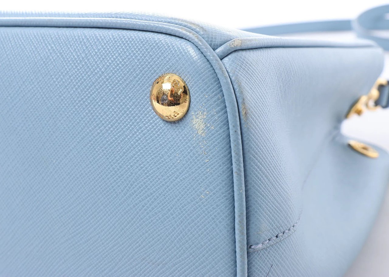 Prada Galleria Saffiano Lux Leather 2Way Handbag in Blue Blauw