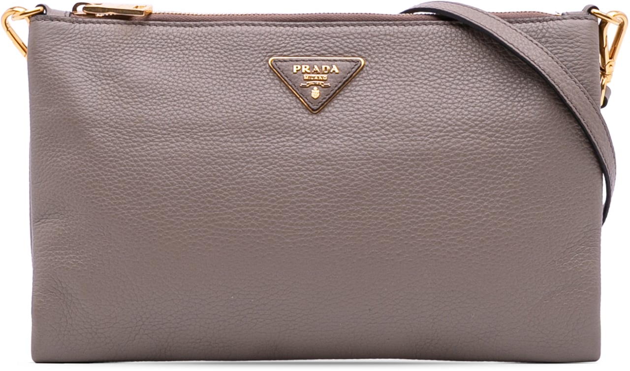 Prada Vitello Daino Crossbody Bruin