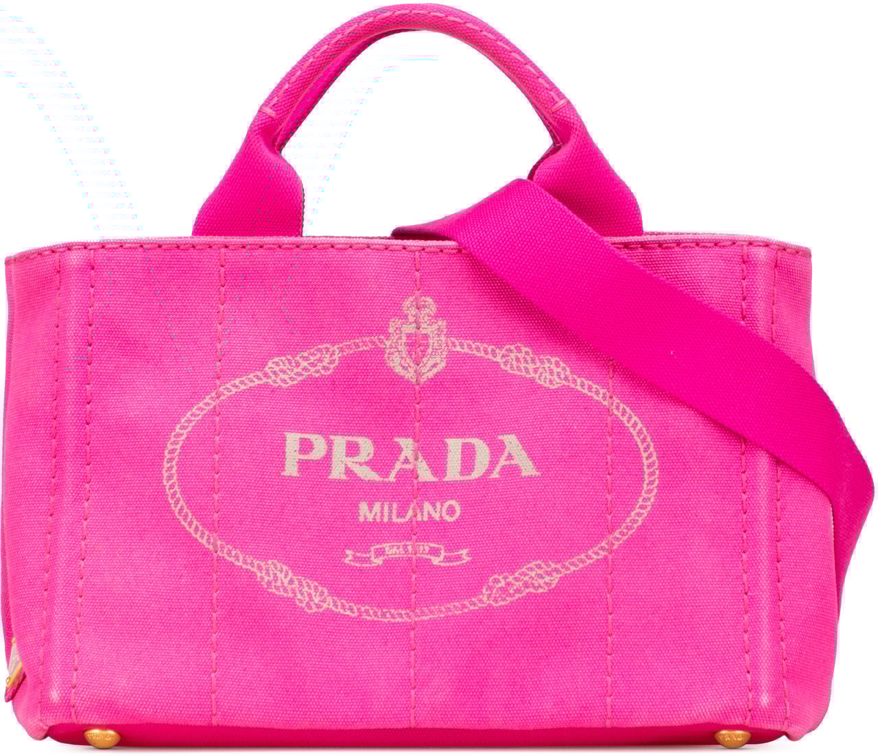 Prada Small Canvas Canapa Logo Satchel Roze