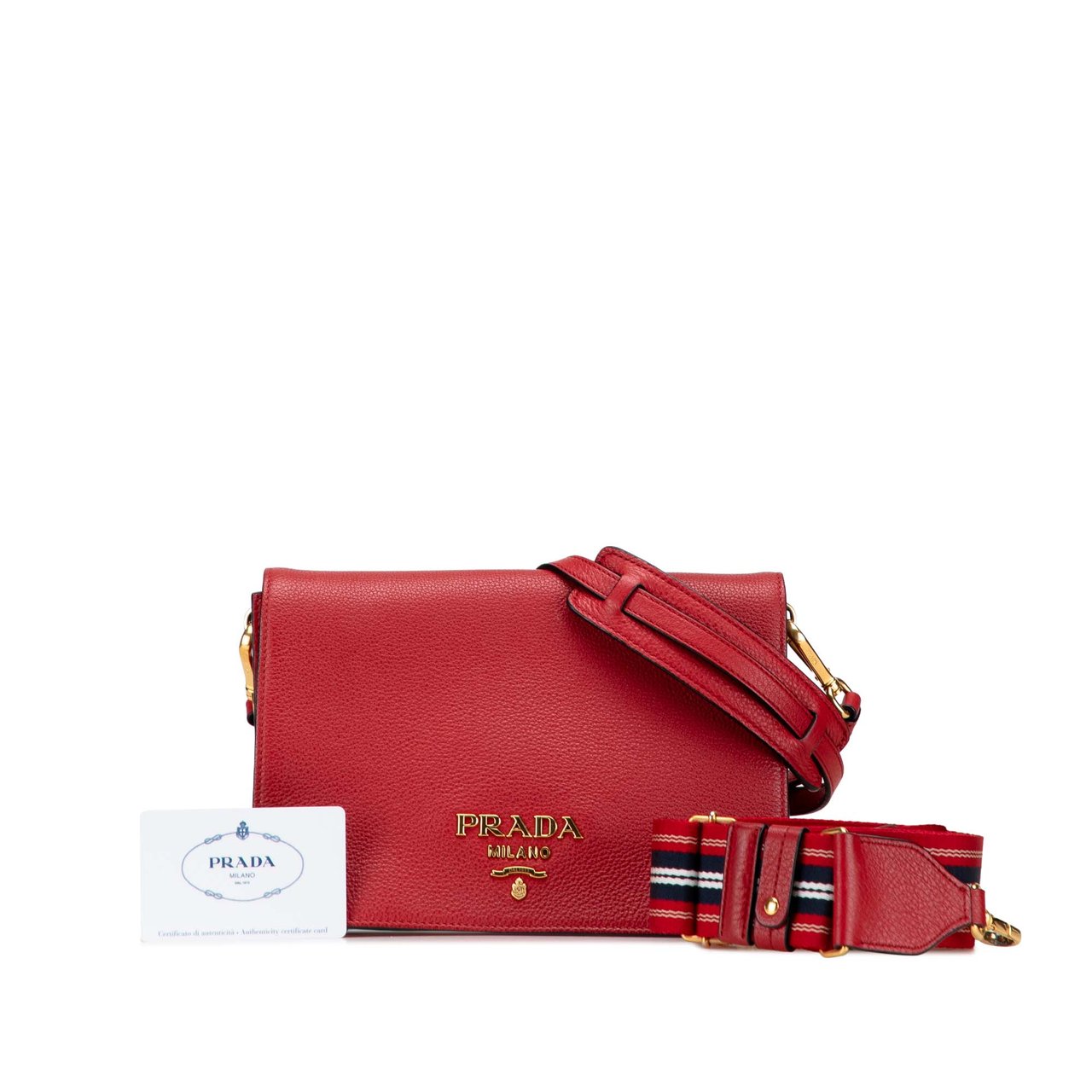 Prada Vitello Daino Flap Crossbody Rood
