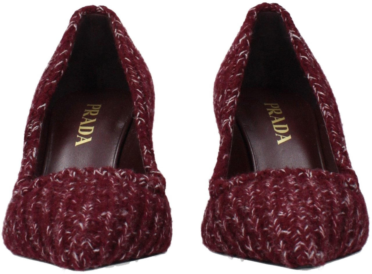 Prada Red Fabric Mid Heel Pumps Rood
