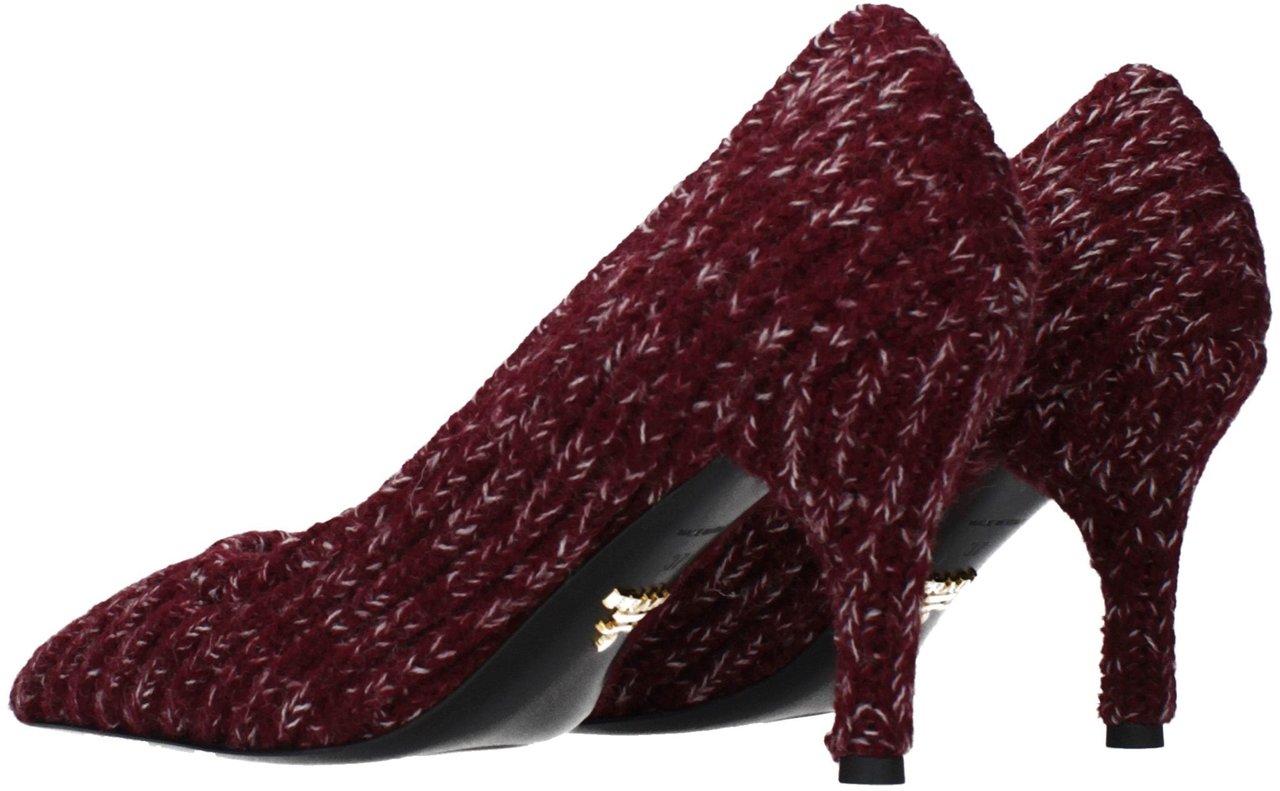 Prada Red Fabric Mid Heel Pumps Rood