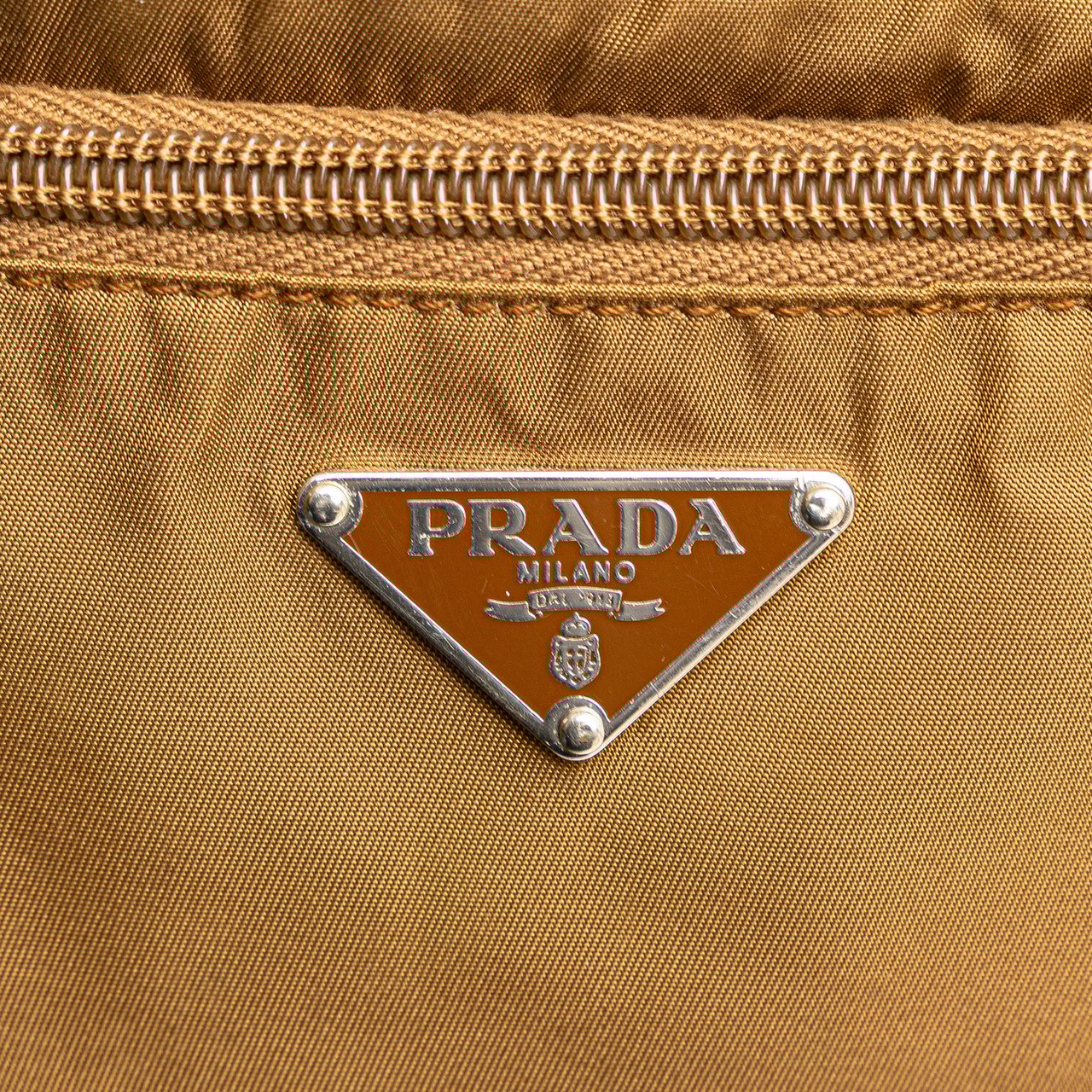 Prada Tessuto Zip Top Crossbody Bruin