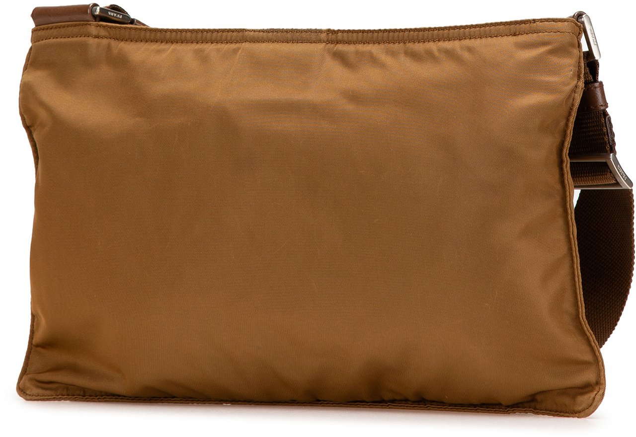 Prada Tessuto Zip Top Crossbody Bruin