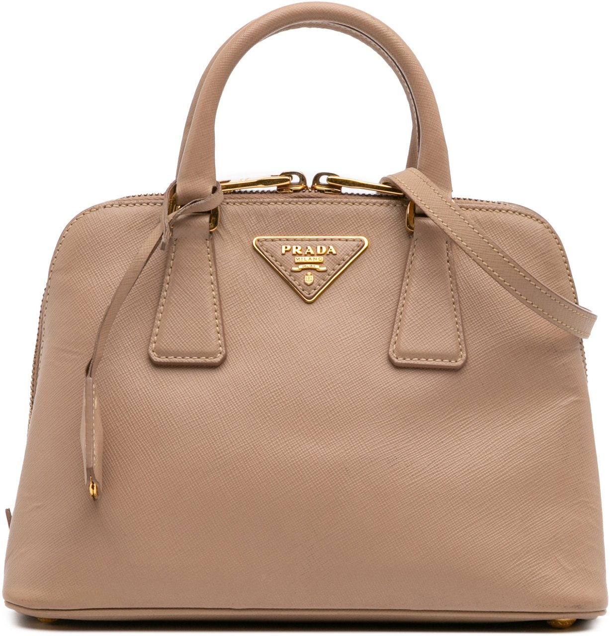 Prada Small Saffiano Lux Promenade Satchel Bruin