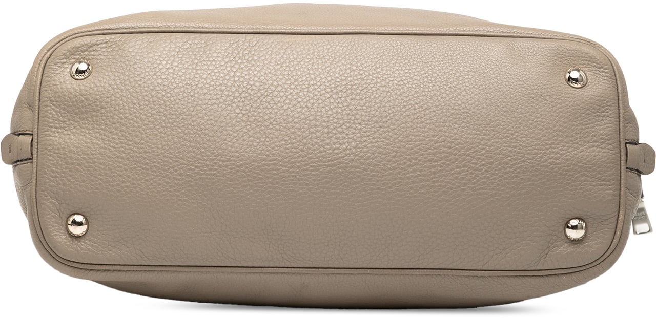 Prada Vitello Daino Side Zip Convertible Tote Bruin