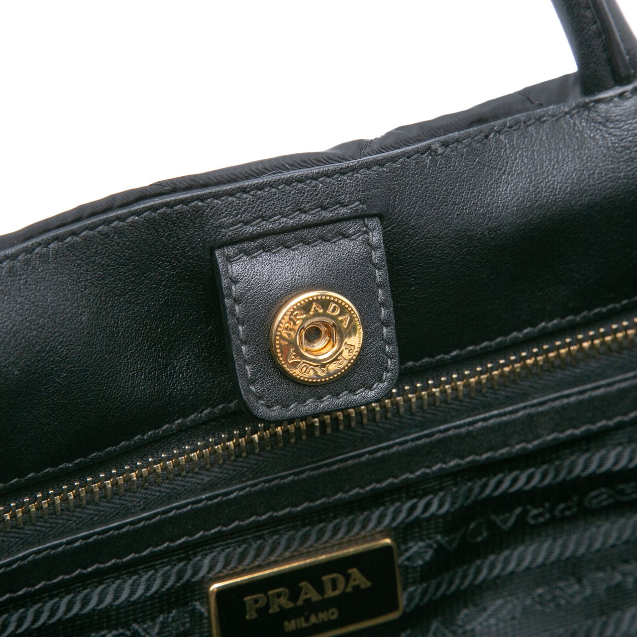 Prada Impuntu Tessuto Satchel Zwart