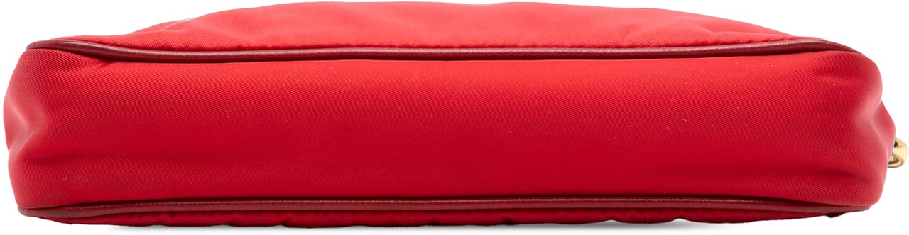 Prada Saffiano Trimmed Tessuto Chain Crossbody Rood