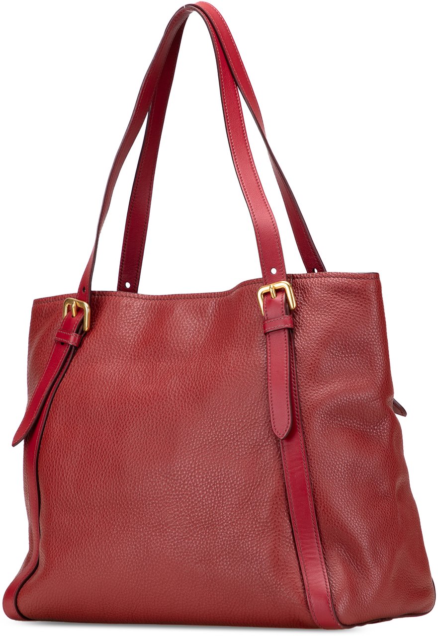 Prada Vitello Daino Shopping Tote Rood