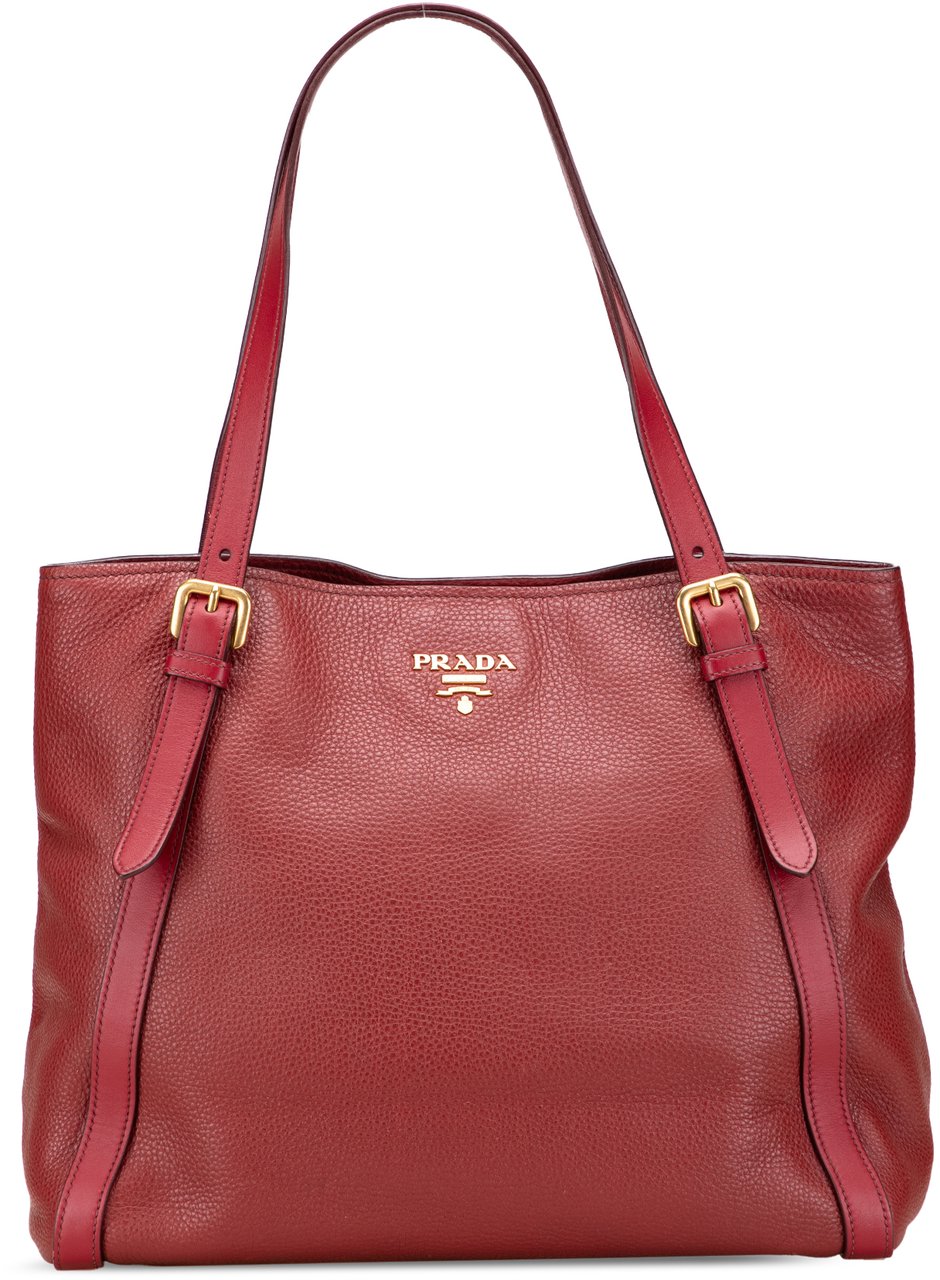 Prada Vitello Daino Shopping Tote Rood