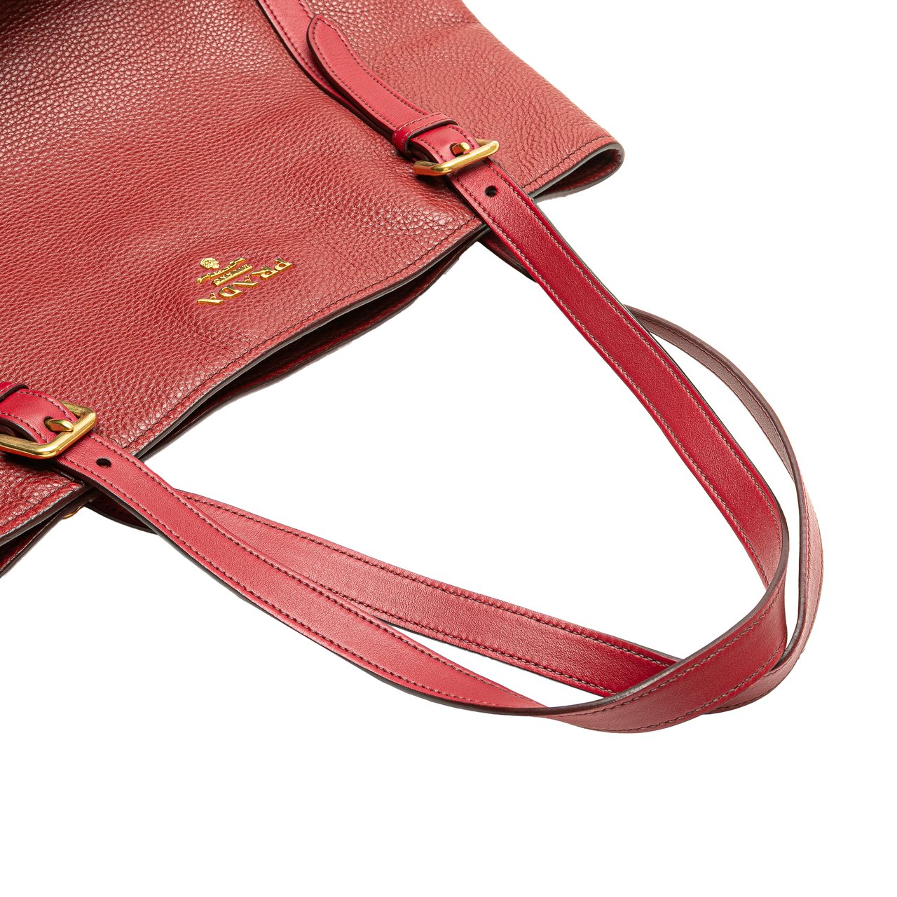 Prada Vitello Daino Shopping Tote Rood