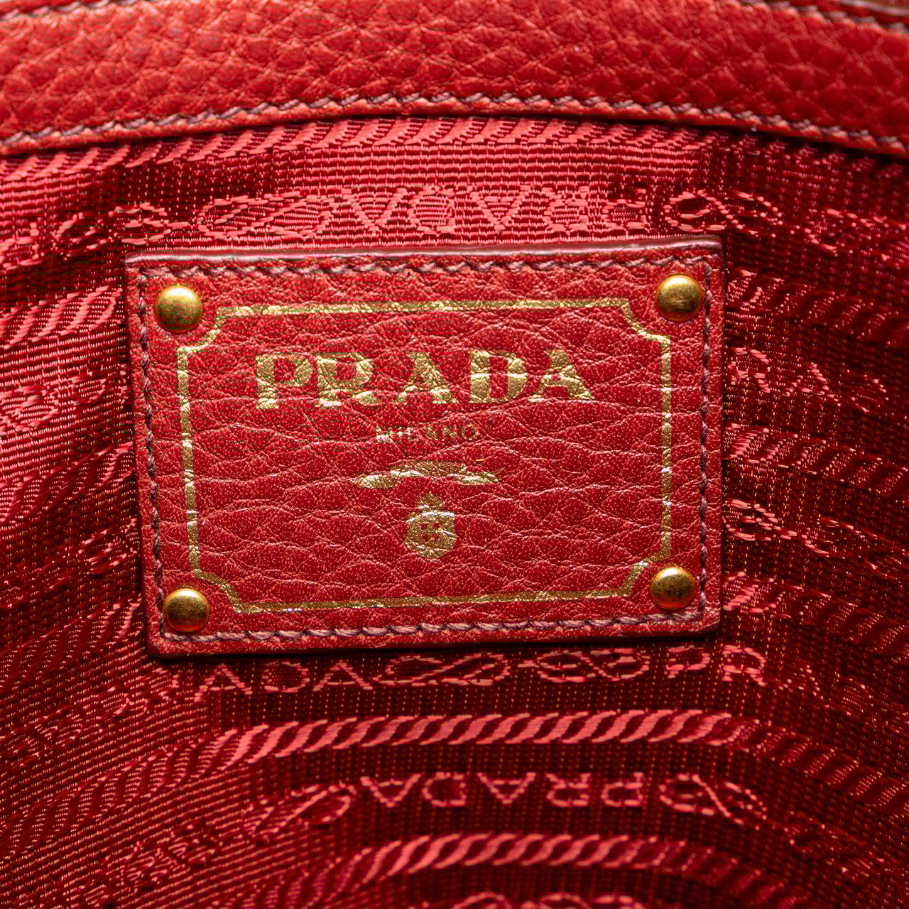Prada Vitello Daino Shopping Tote Rood