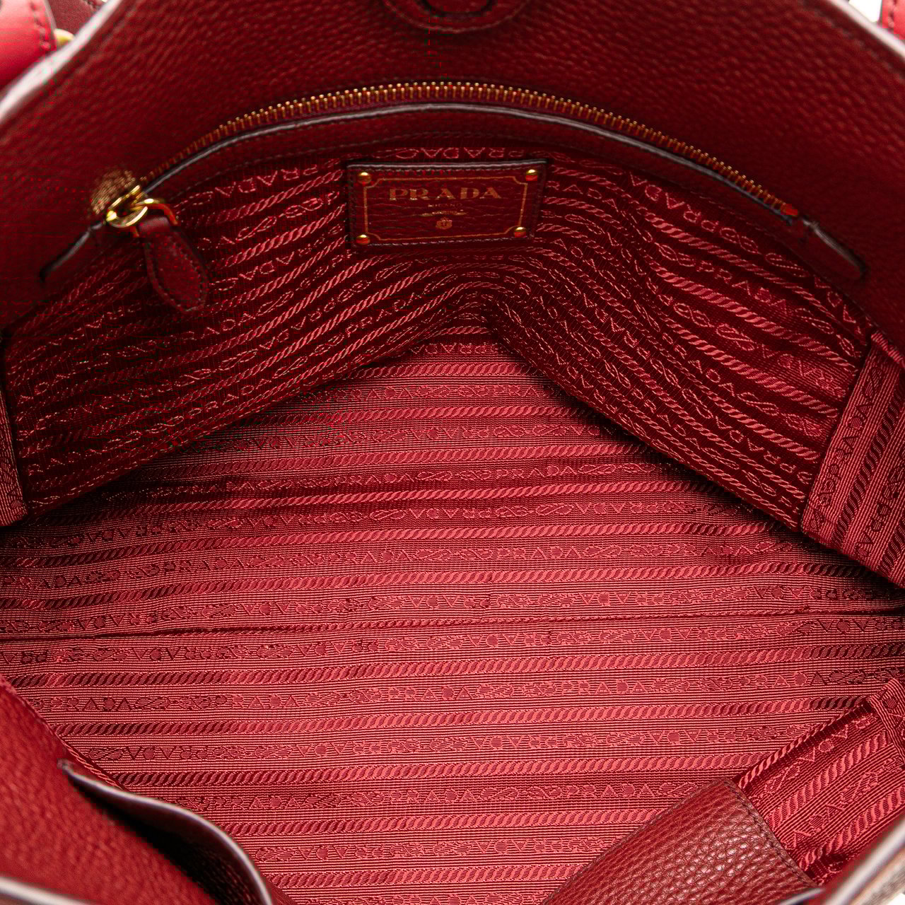 Prada Vitello Daino Shopping Tote Rood