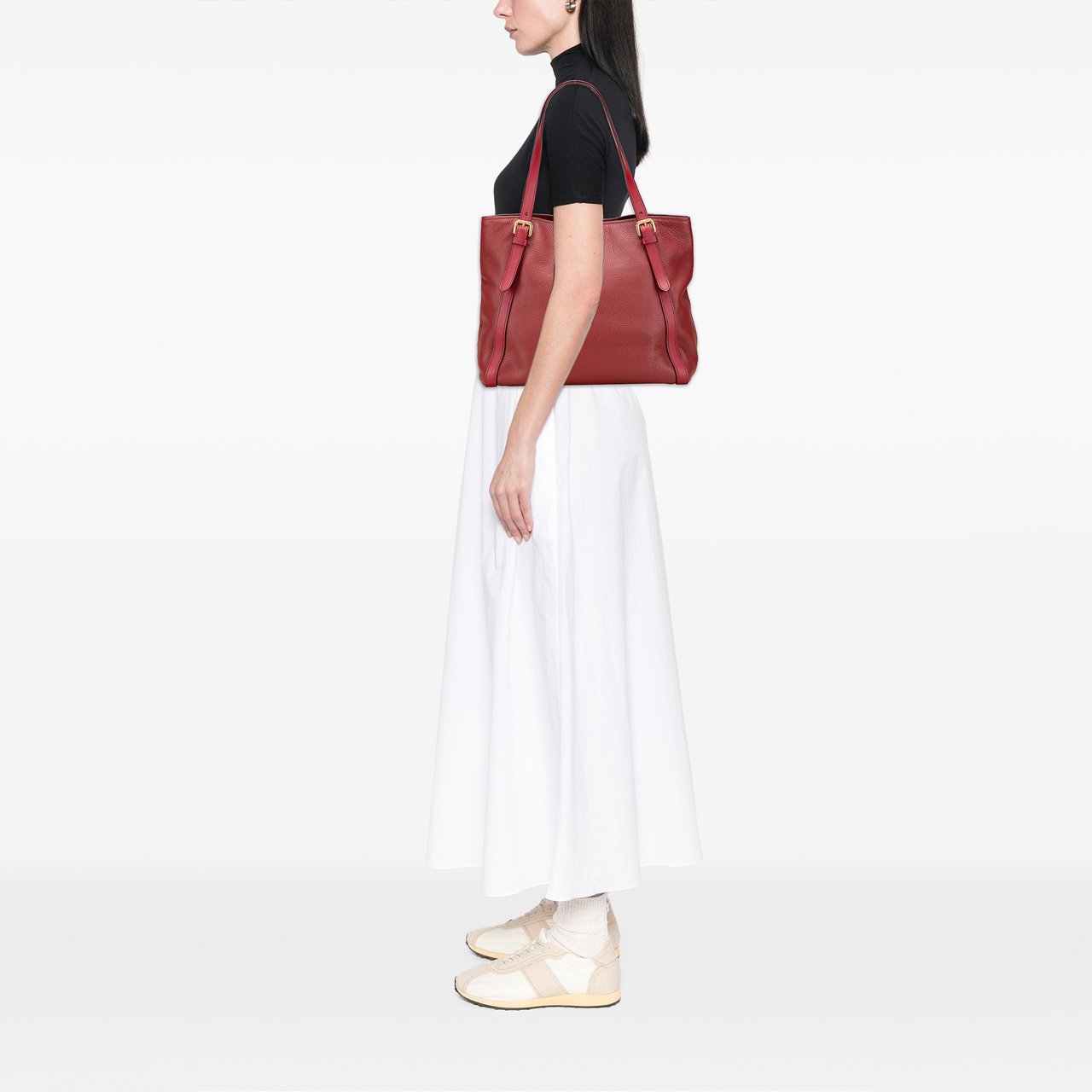 Prada Vitello Daino Shopping Tote Rood