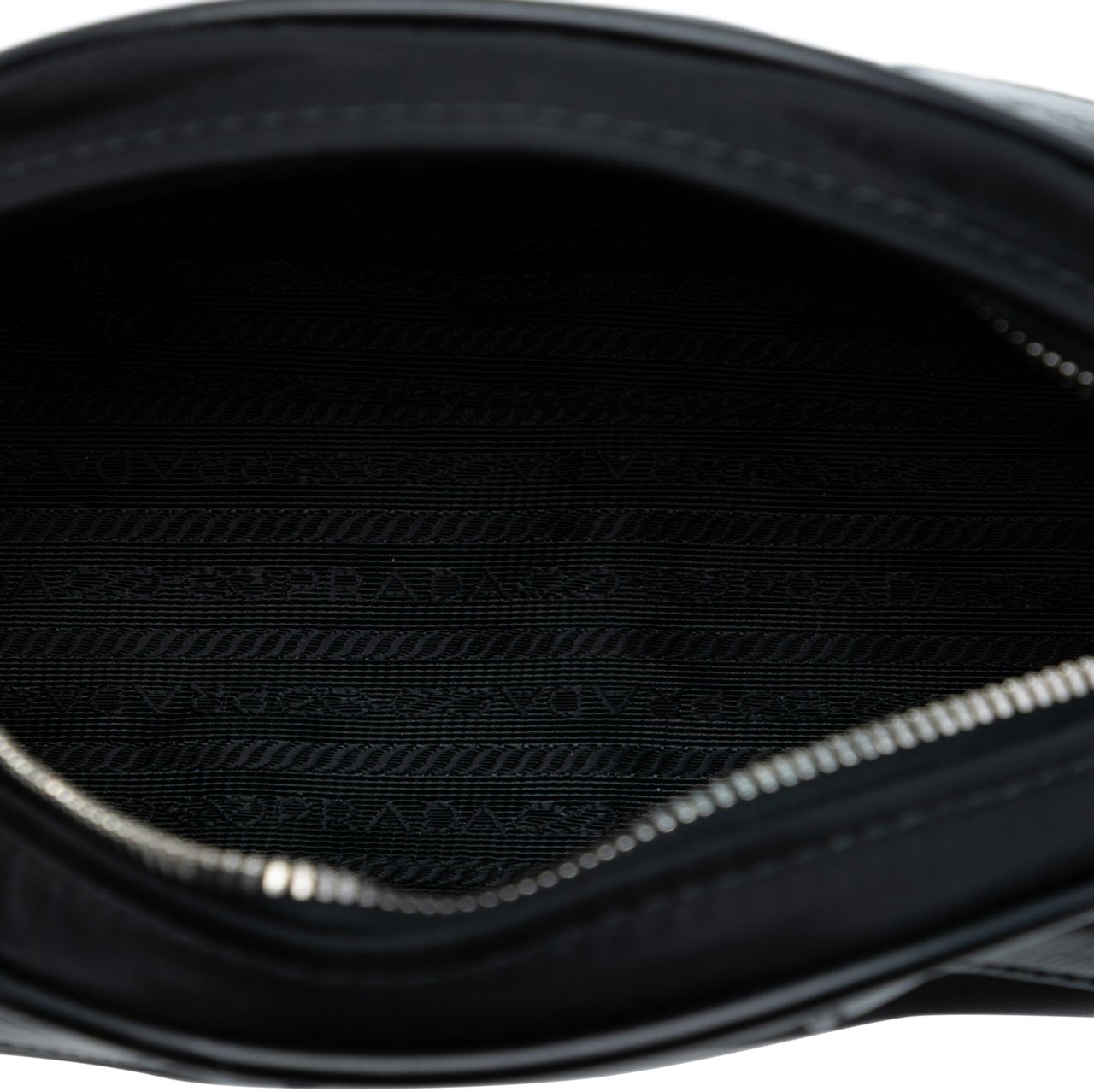 Prada Soft Calf Trimmed Tessuto Bowling Crossbody Zwart