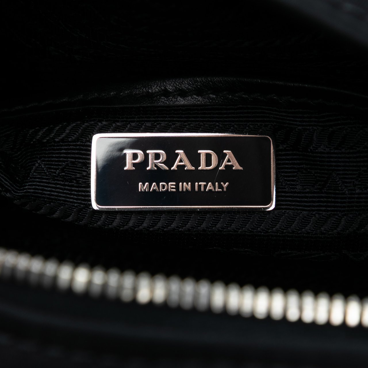 Prada Soft Calf Trimmed Tessuto Bowling Crossbody Zwart