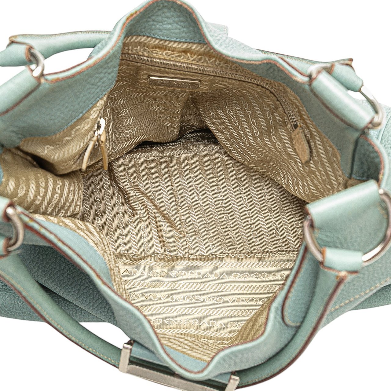 Prada Vitello Daino Shoulder Bag Blauw