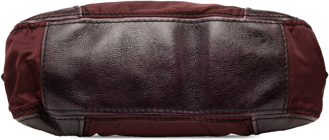 Prada Soft Calf Trimmed Tessuto Zip Top Satchel Rood