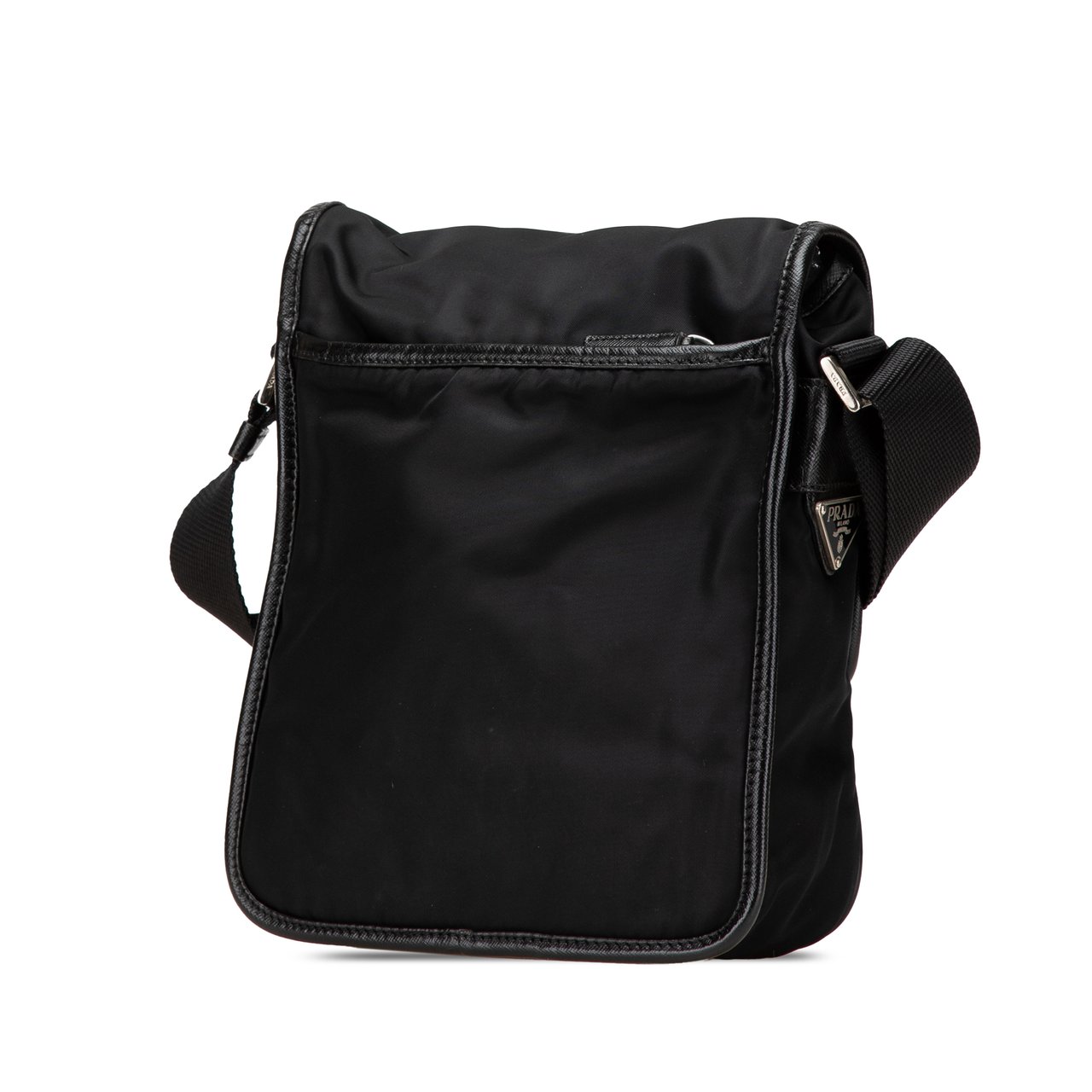 Prada Tessuto Buckle Messenger Bag Zwart