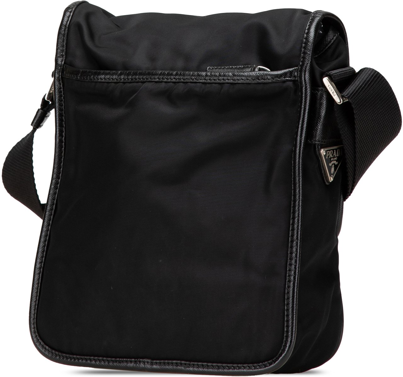 Prada Tessuto Buckle Messenger Bag Zwart