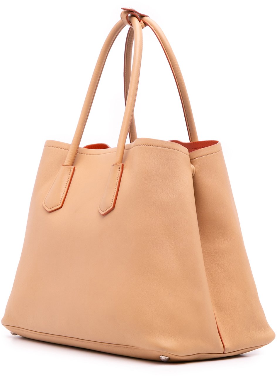 Prada Large City Calf Double Satchel Oranje