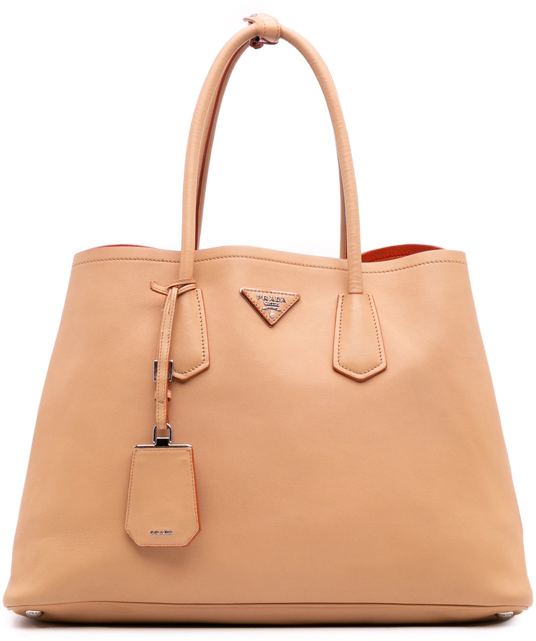 Prada Large City Calf Double Satchel Oranje