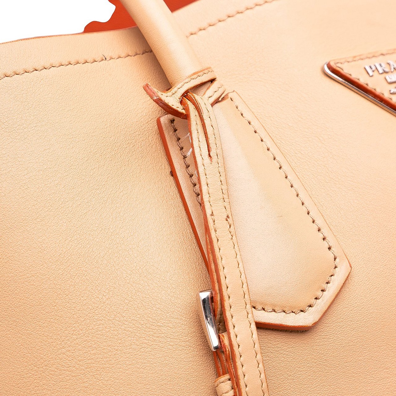 Prada Large City Calf Double Satchel Oranje