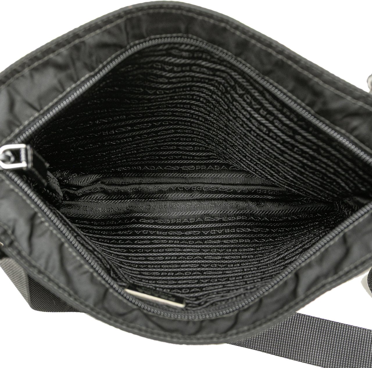 Prada Tessuto Zip Top Crossbody Zwart