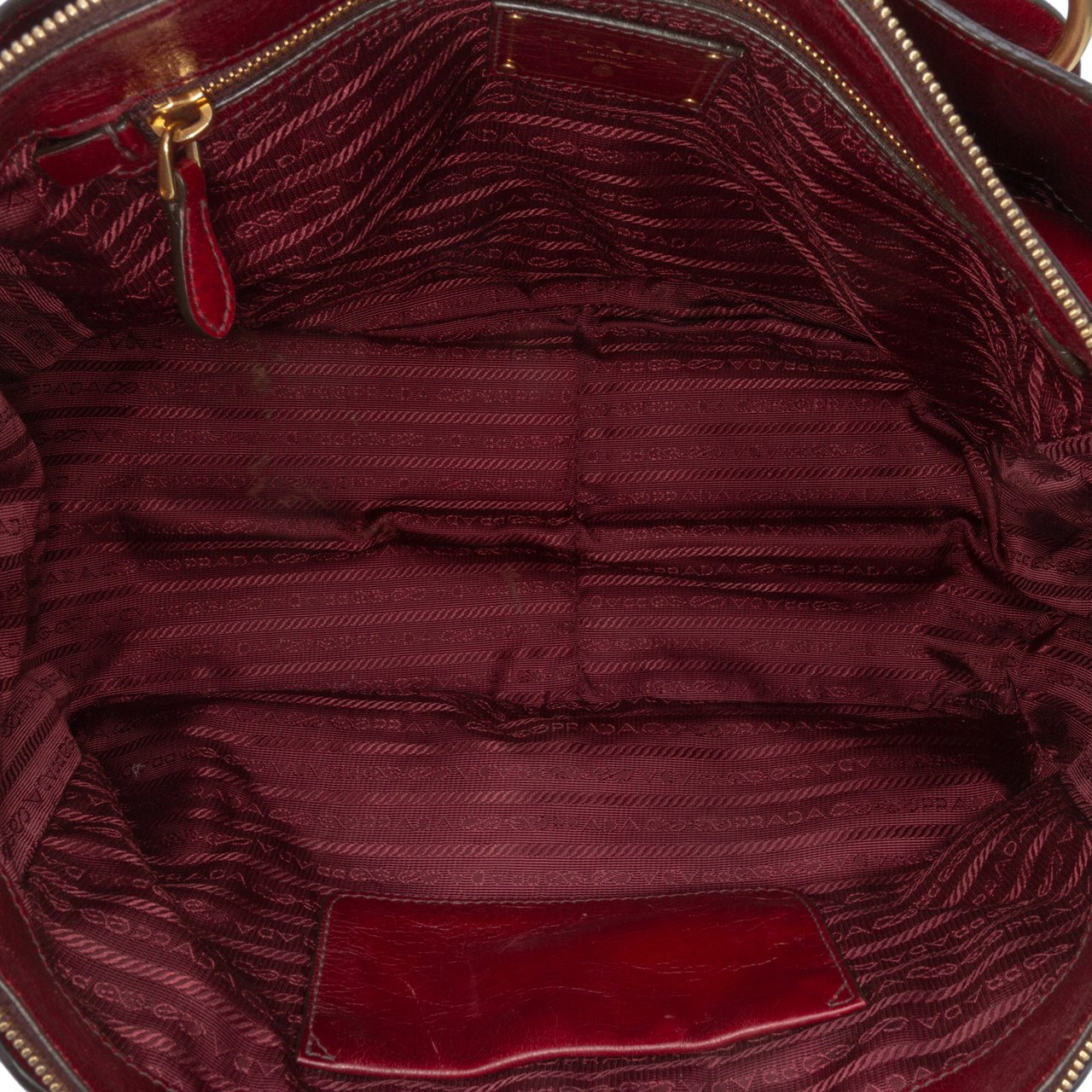 Prada Vitello Shine Satchel Rood