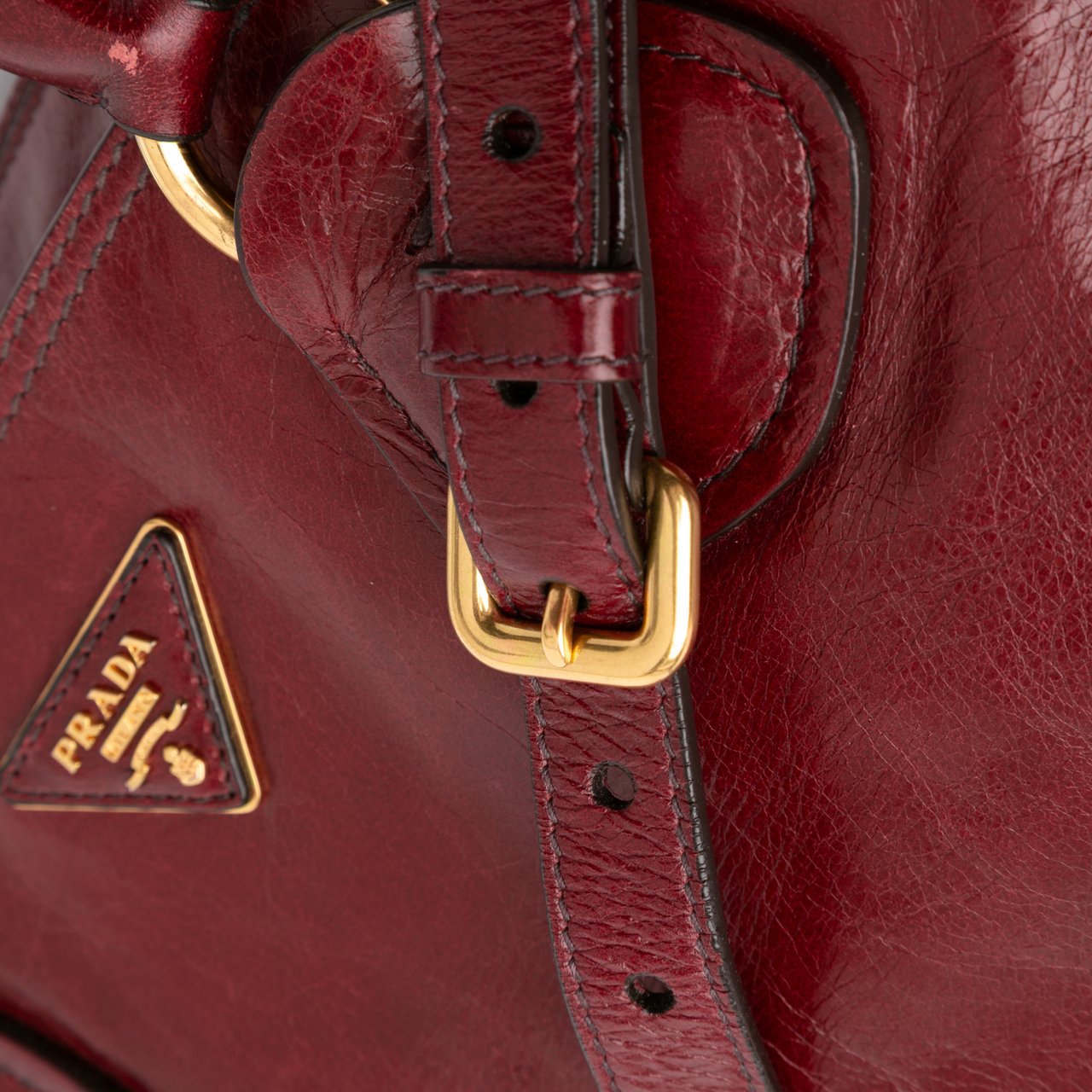 Prada Vitello Shine Satchel Rood