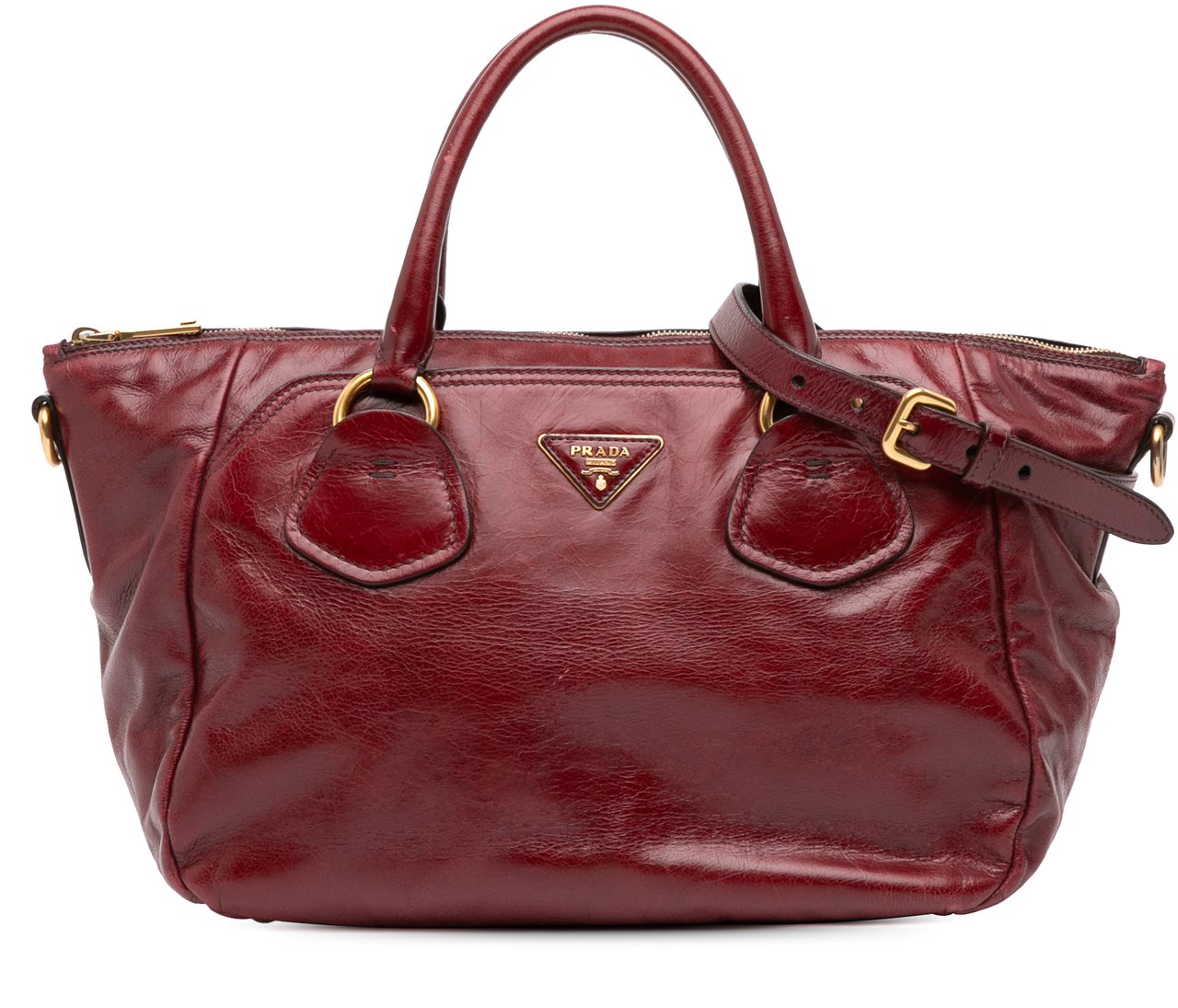 Prada Vitello Shine Satchel Rood