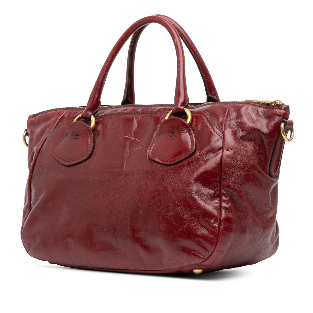 Prada Vitello Shine Satchel Rood