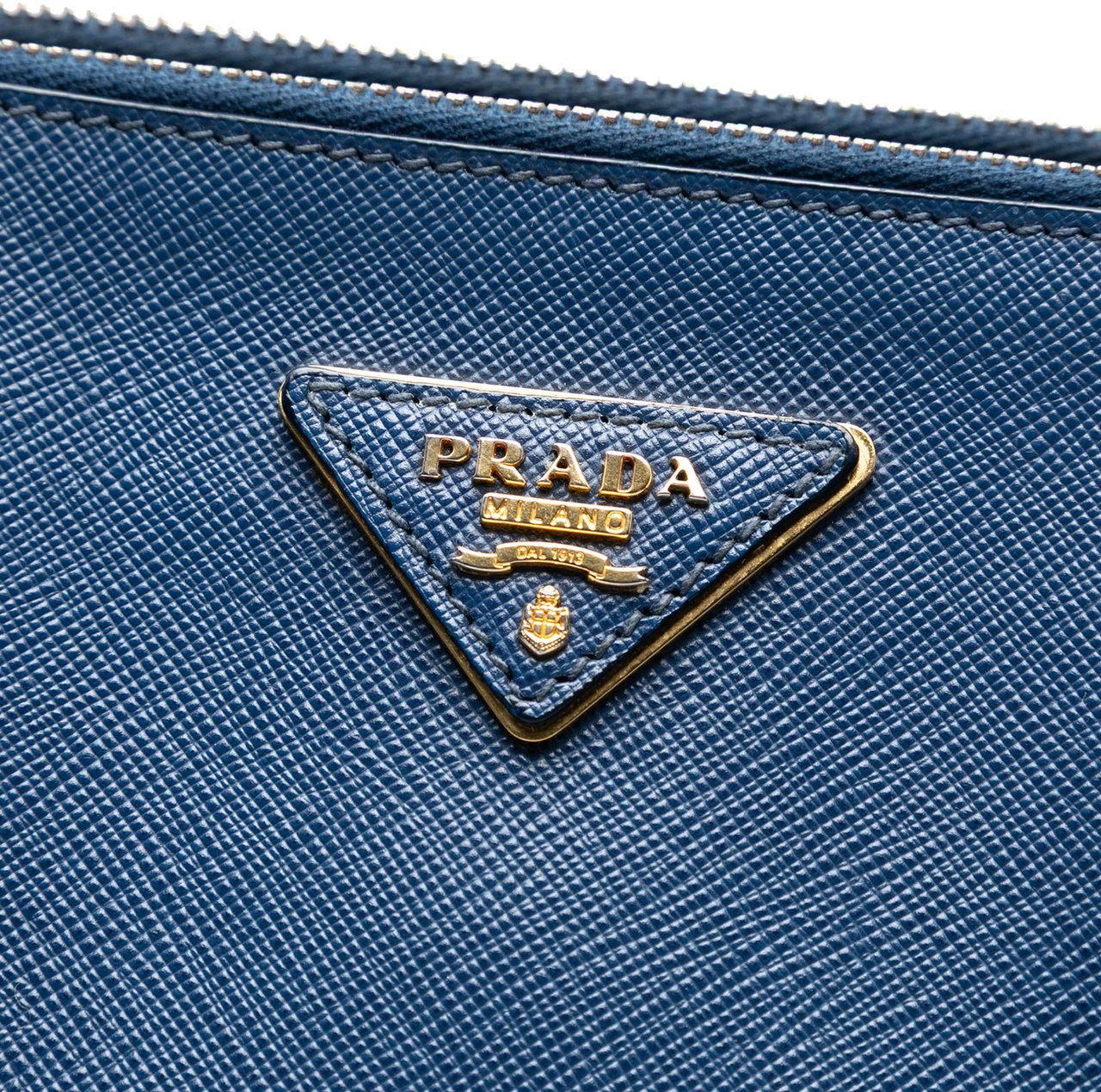 Prada Medium Saffiano Lux Galleria Double Zip Satchel Blauw
