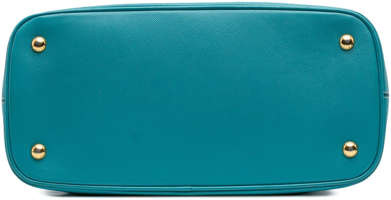 Prada Bicolor Saffiano Lux Promenade Dome Handbag Blauw
