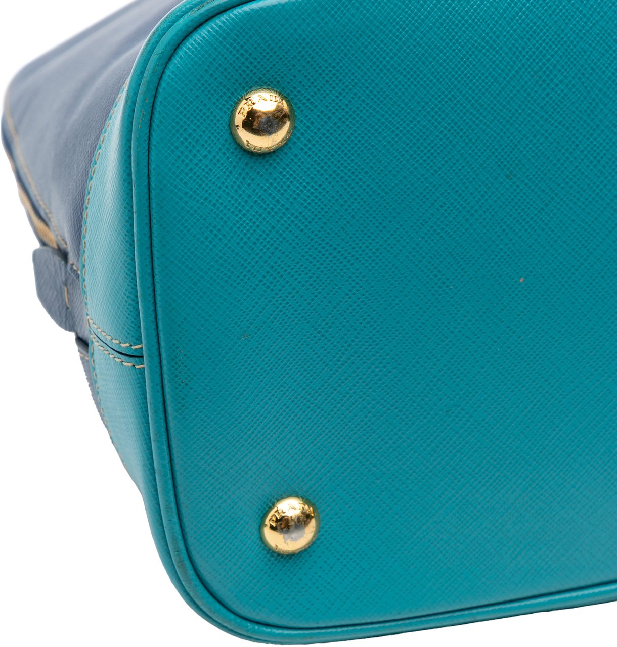 Prada Bicolor Saffiano Lux Promenade Dome Handbag Blauw