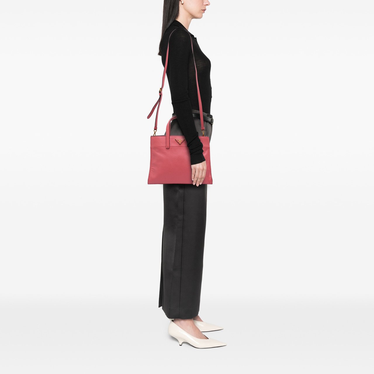 Prada Saffiano Soft Triple Pocket Tote Roze