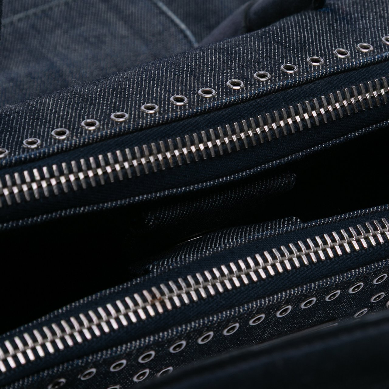 Prada Denim Canapa Bijoux and Grommet Twin Pocket Tote Blauw