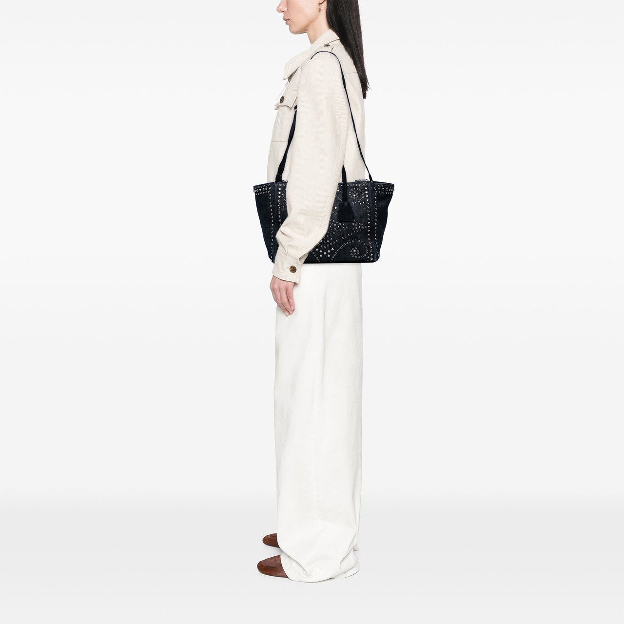 Prada Denim Canapa Bijoux and Grommet Twin Pocket Tote Blauw
