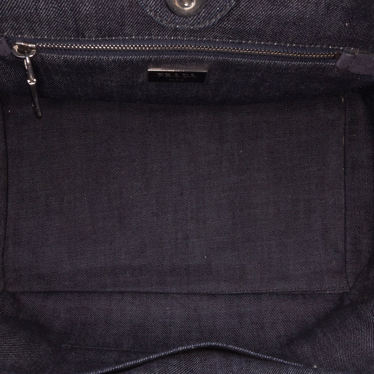 Prada Denim Canapa Bijoux and Grommet Twin Pocket Tote Blauw