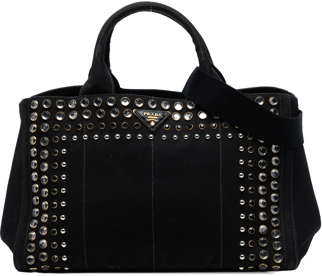 Prada Canvas Canapa Bijoux Satchel Zwart