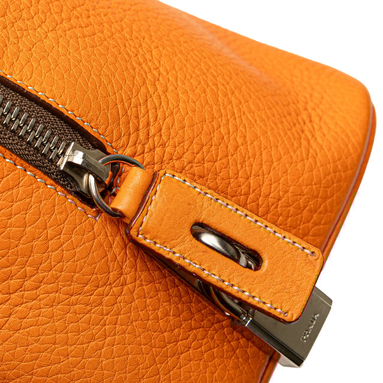 Prada Cinghiale Leather Dome Handbag Oranje