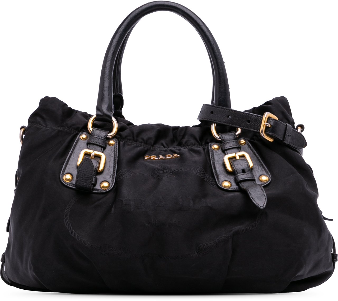 Prada Tessuto Canapa Logo Satchel Zwart