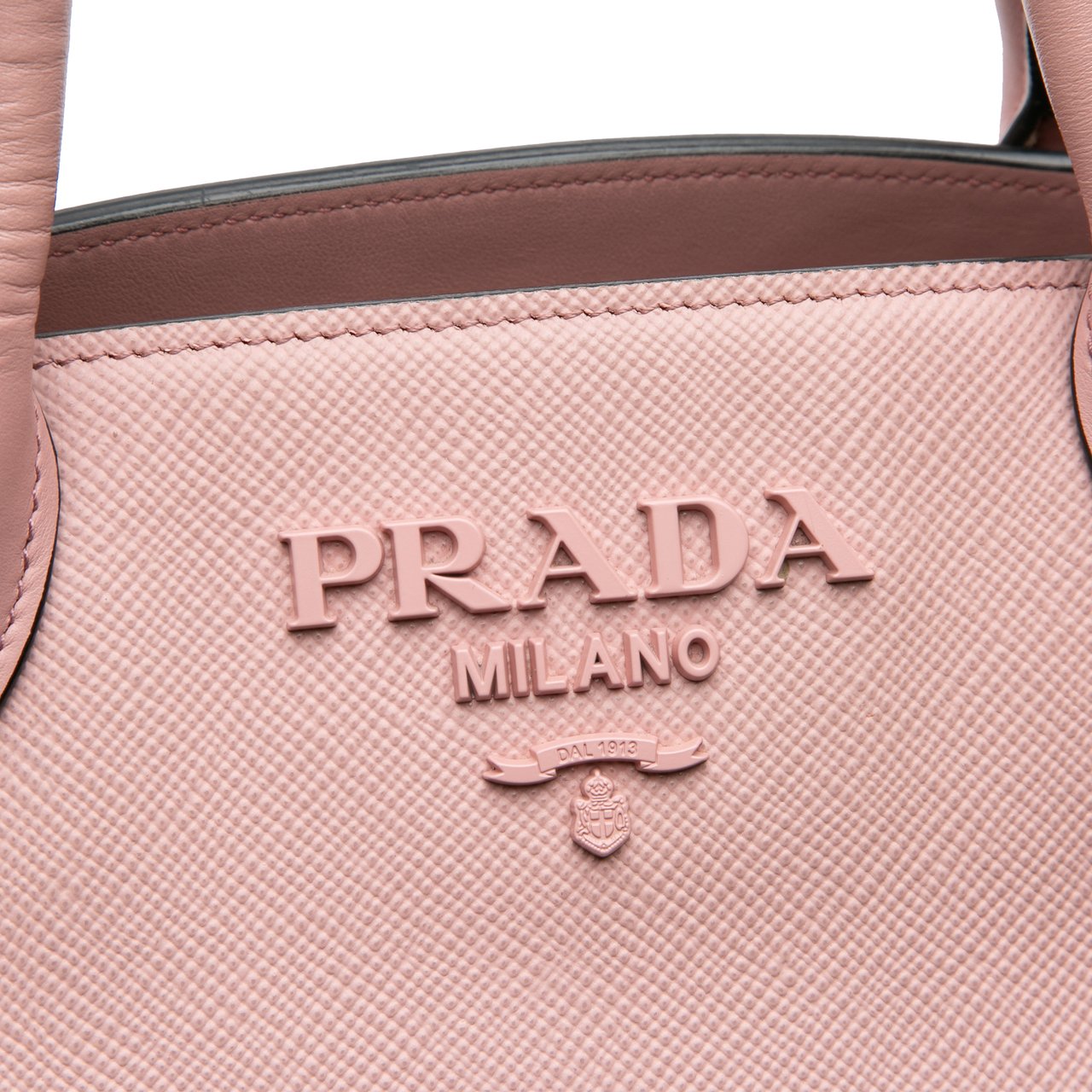 Prada Small Saffiano Cuir Monochrome Top Handle Tote Roze