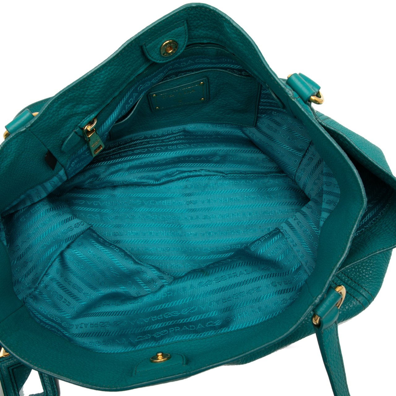 Prada Vitello Daino Side Pocket Tote Blauw