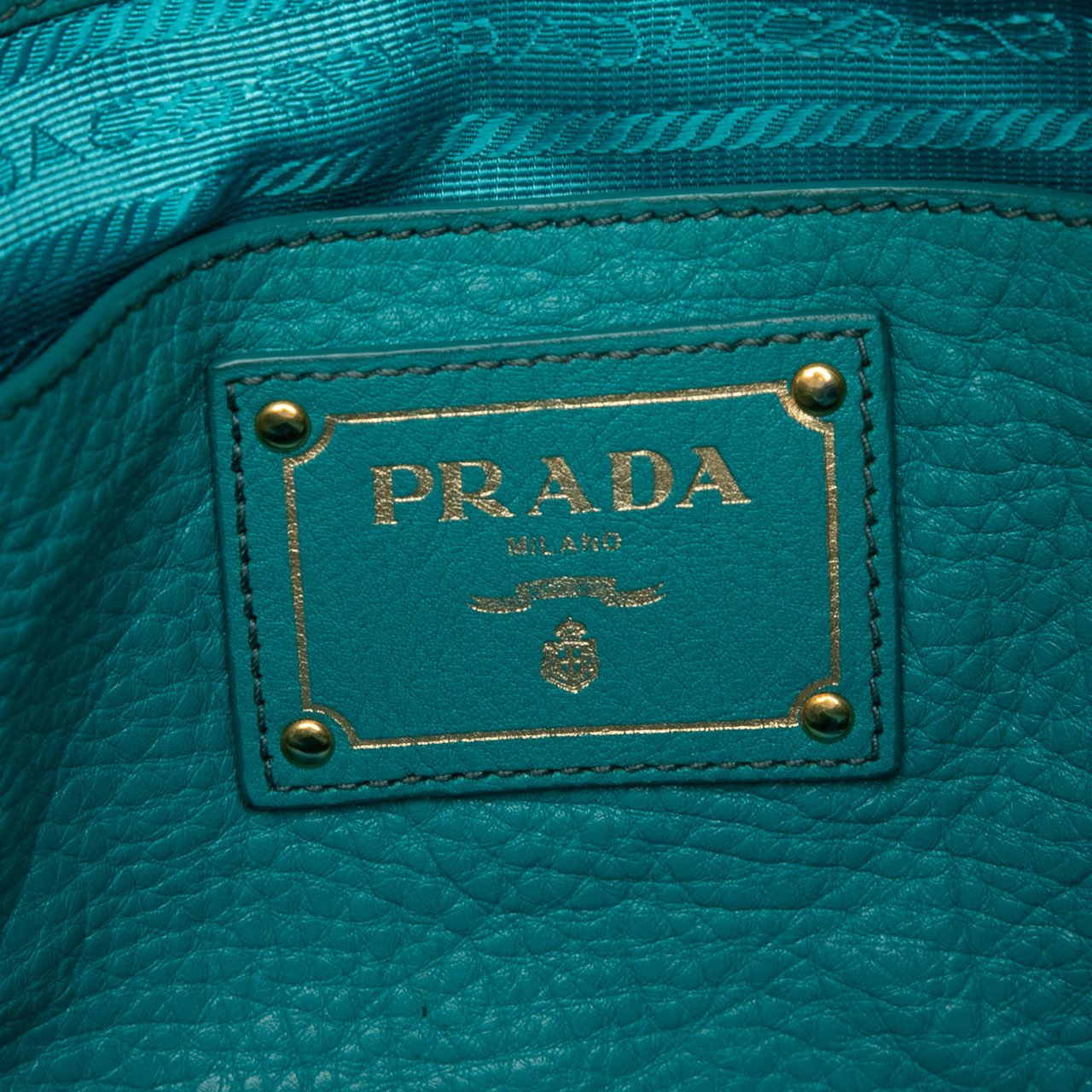 Prada Vitello Daino Side Pocket Tote Blauw