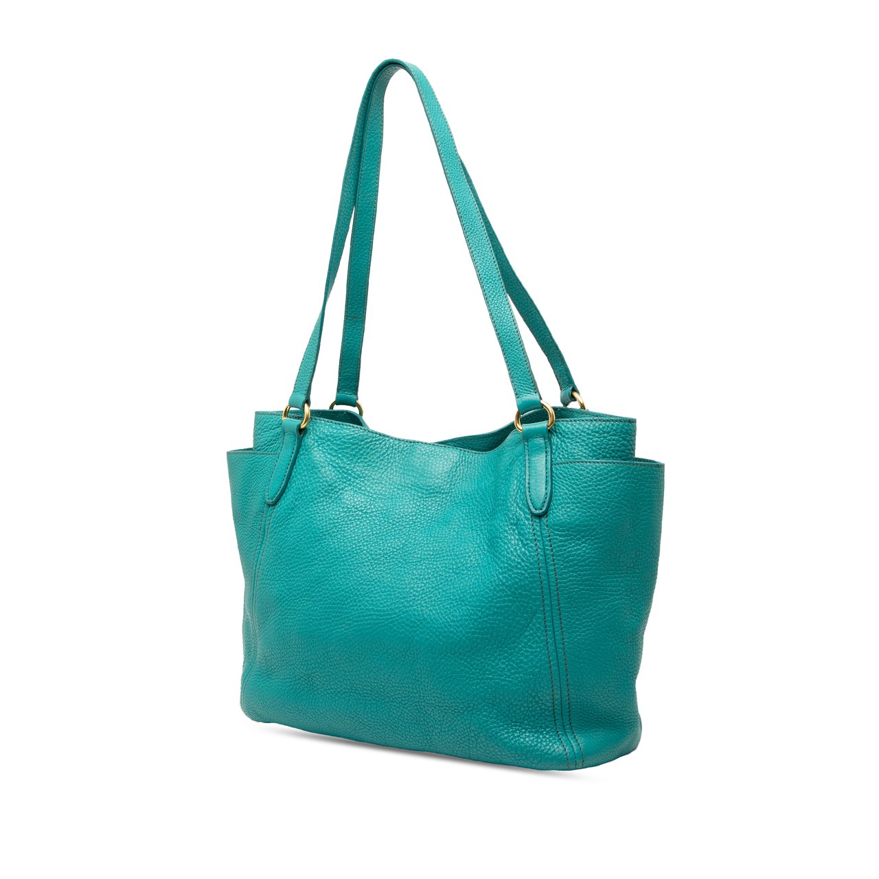 Prada Vitello Daino Side Pocket Tote Blauw