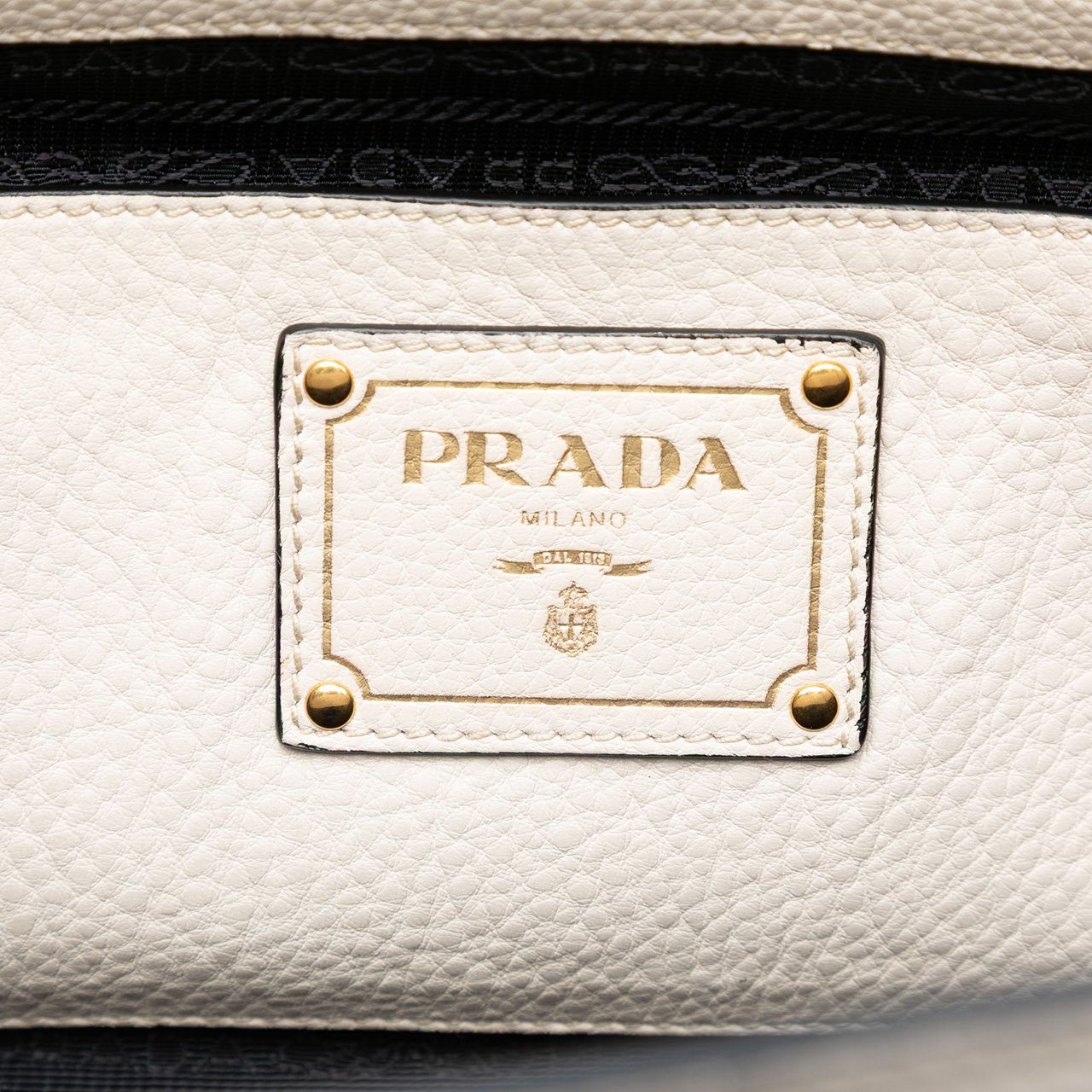 Prada Vitello Daino Sound Lock Satchel Wit