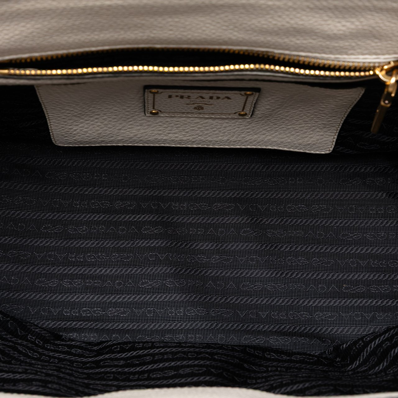 Prada Vitello Daino Sound Lock Satchel Wit